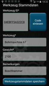 Werkzeugverwaltung Smartphone App